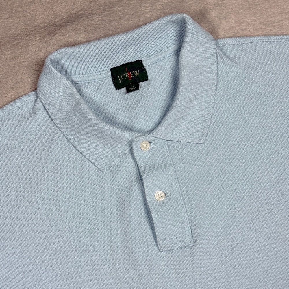 J.Crew Oarsman Polo Shirt Mens Large Light Blue Pique Short Sleeve Classic